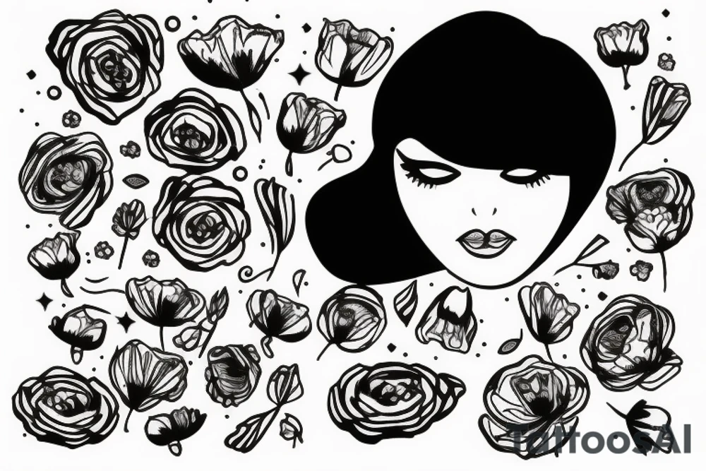 beauty girl with poppy flower tattoo idea