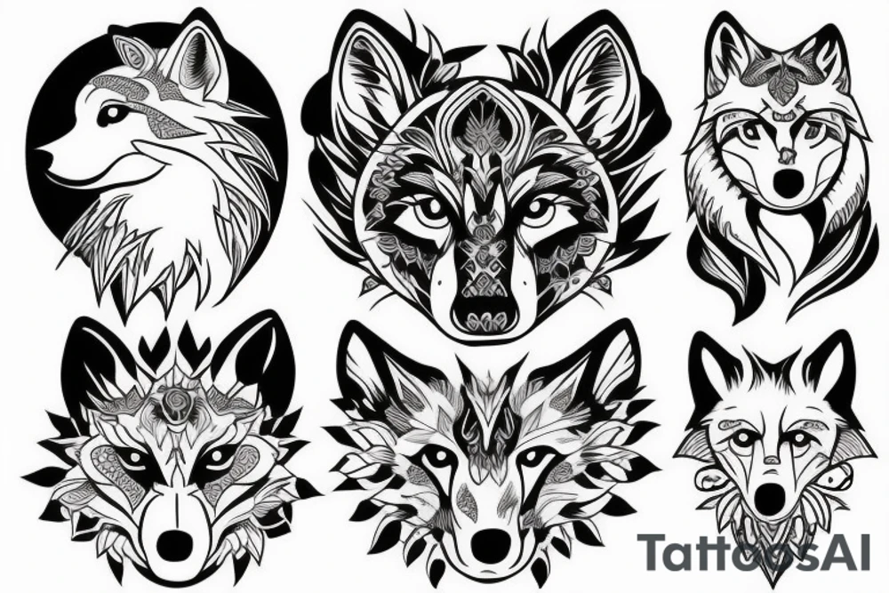 wolf protecting girl tattoo idea
