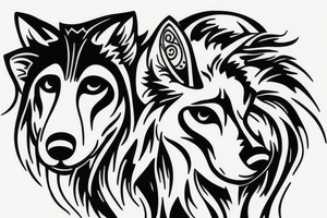 wolf protecting girl tattoo idea