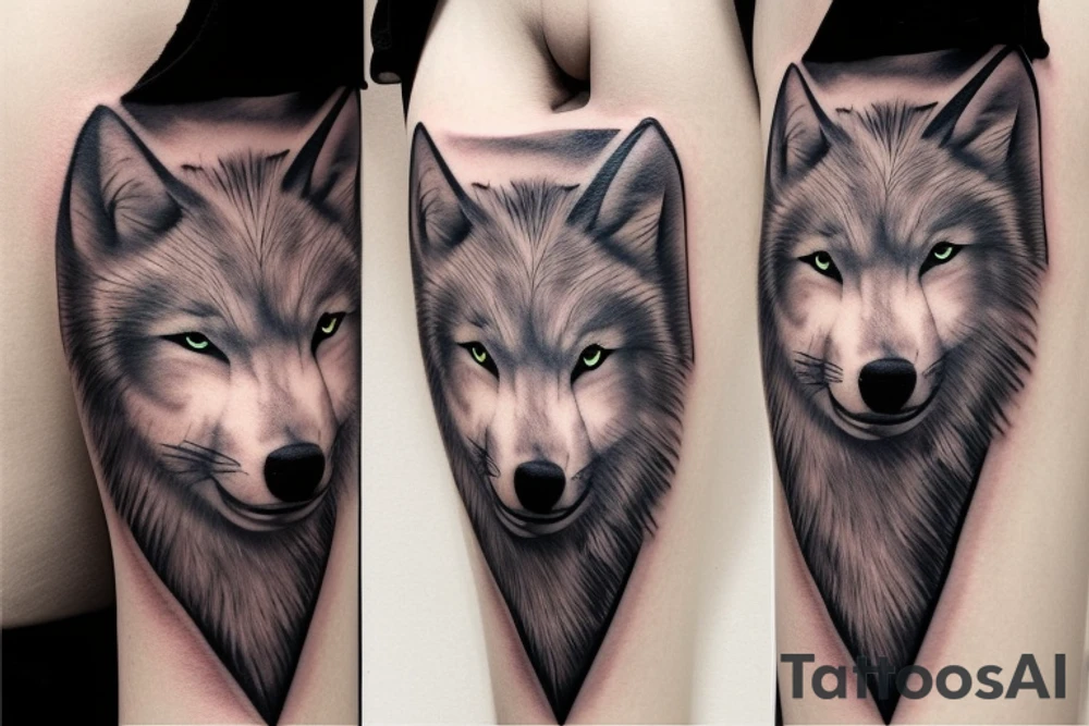 wolf protecting little girl tattoo idea