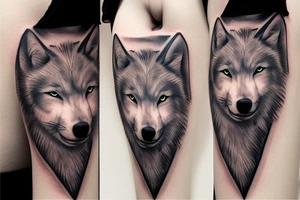 wolf protecting little girl tattoo idea