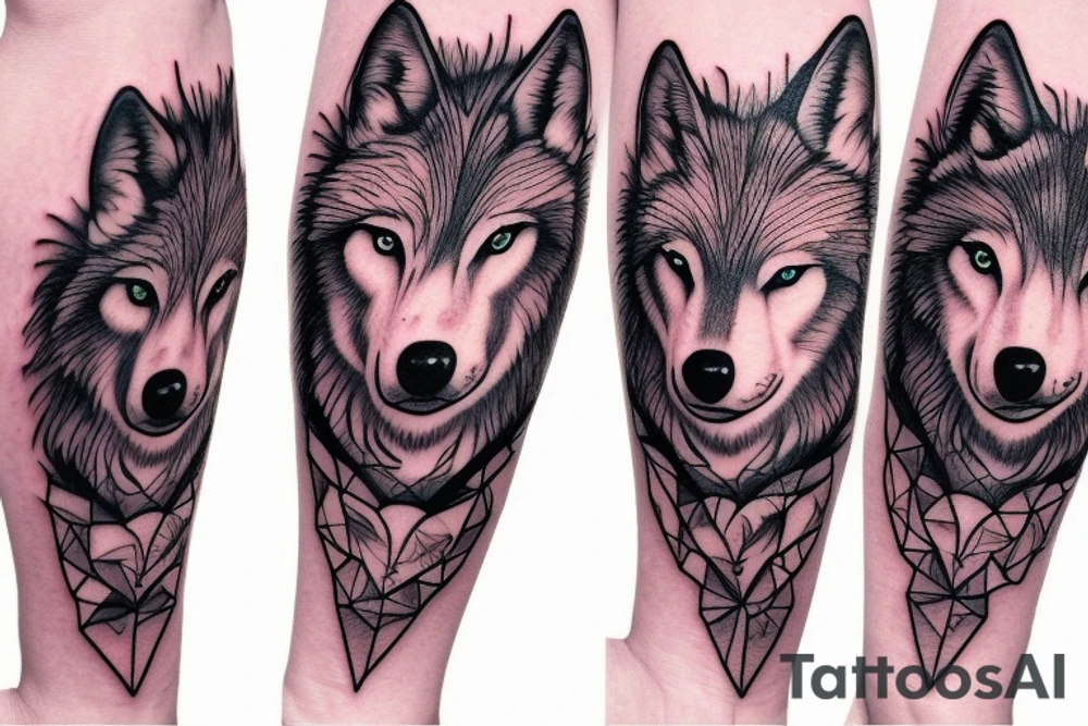 wolf protecting little girl tattoo idea
