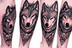 wolf protecting little girl tattoo idea