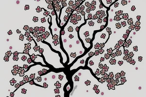 Cherry blossom tree with kunai thrown into the trunk tattoo idea