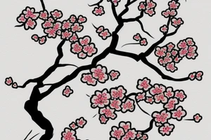 Cherry blossom tree with kunai thrown into the trunk tattoo idea