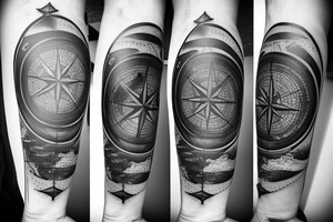Compass, maps, ship tattoo idea
