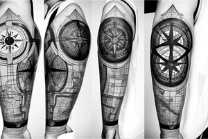 Compass, maps, ship tattoo idea