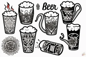 Beer cup on fire tattoo idea