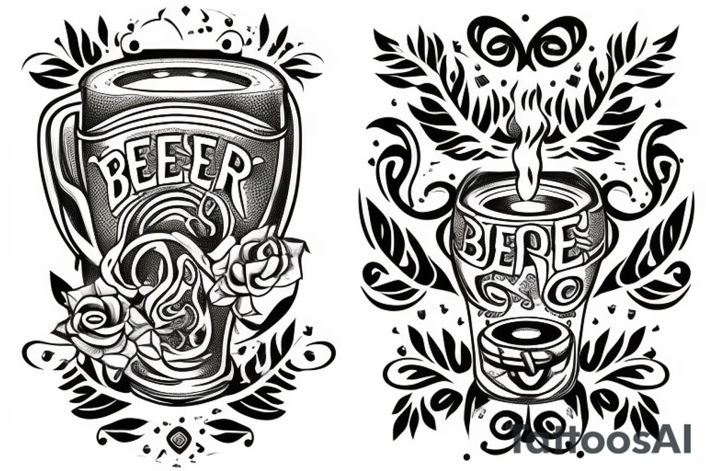 Beer cup on fire tattoo idea