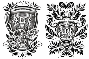 Beer cup on fire tattoo idea