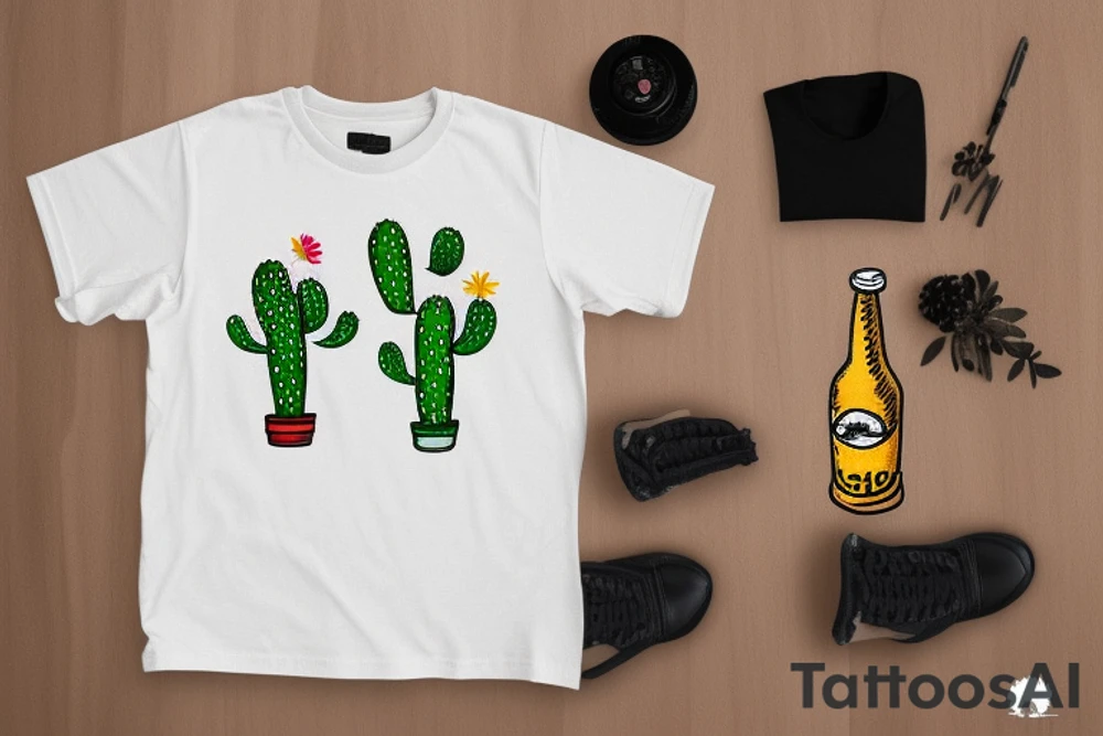 Cactus in hawaii shirt with a beer tattoo idea