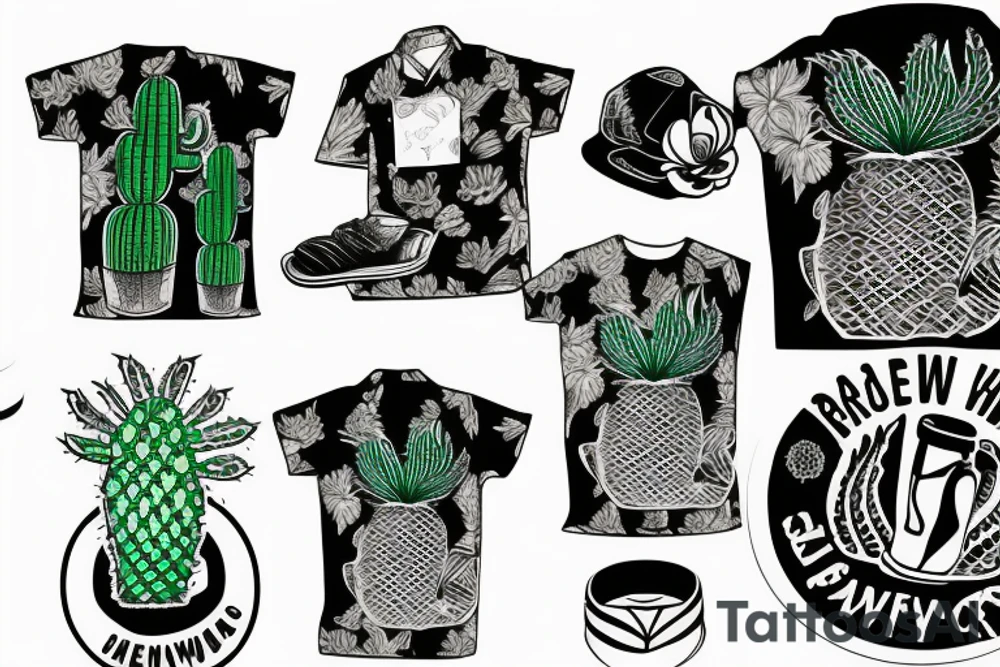 Cactus in hawaii shirt with a beer tattoo idea