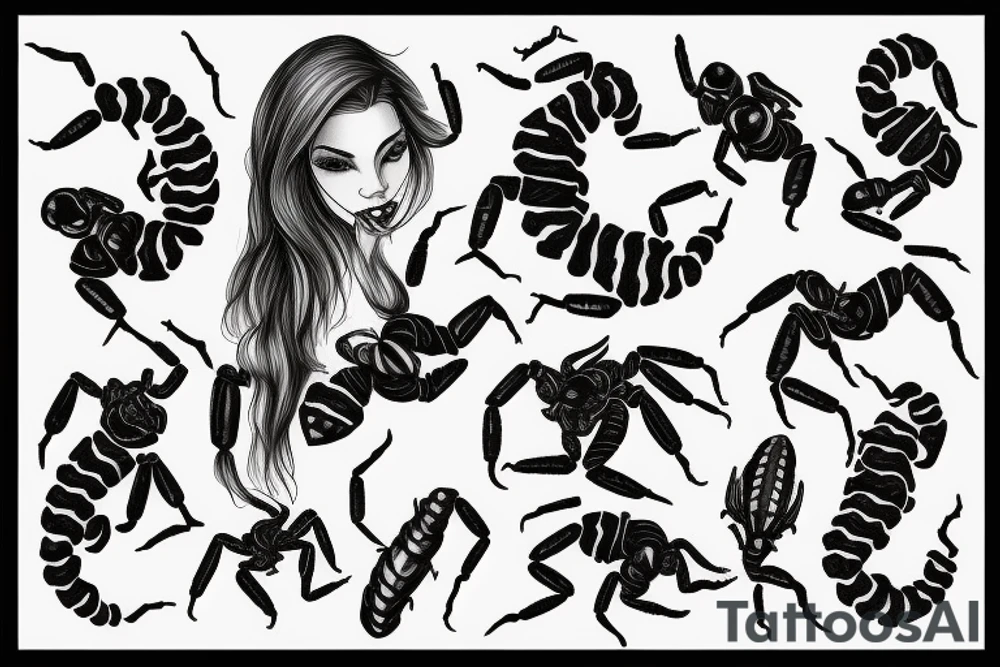 pretty woman holding scorpion tattoo idea