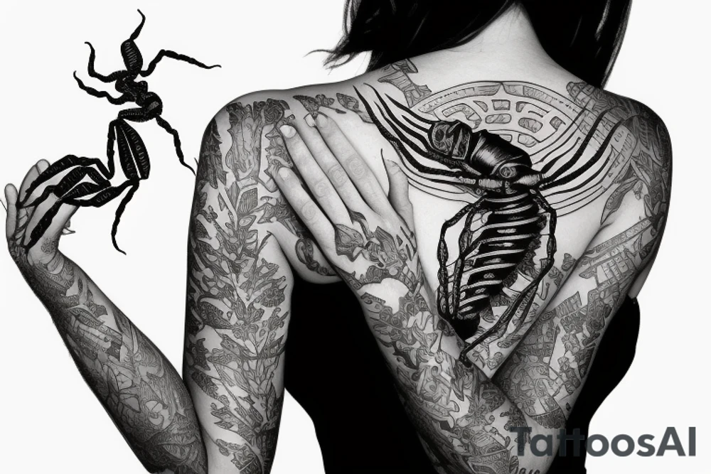pretty woman holding scorpion tattoo idea