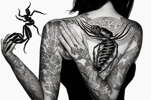 pretty woman holding scorpion tattoo idea