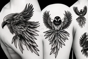 Angry Crow perched on a branch tattoo idea