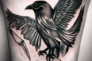 Crow facing right on left forearm tattoo idea