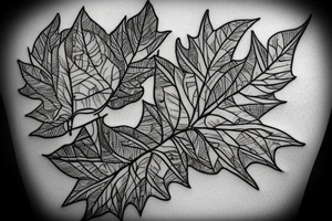 Leaves and nature with electronic circuits through them tattoo idea