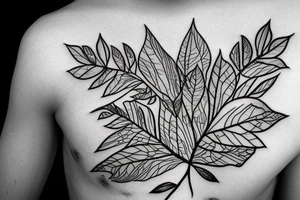 Leaves and nature with electronic circuits through them tattoo idea