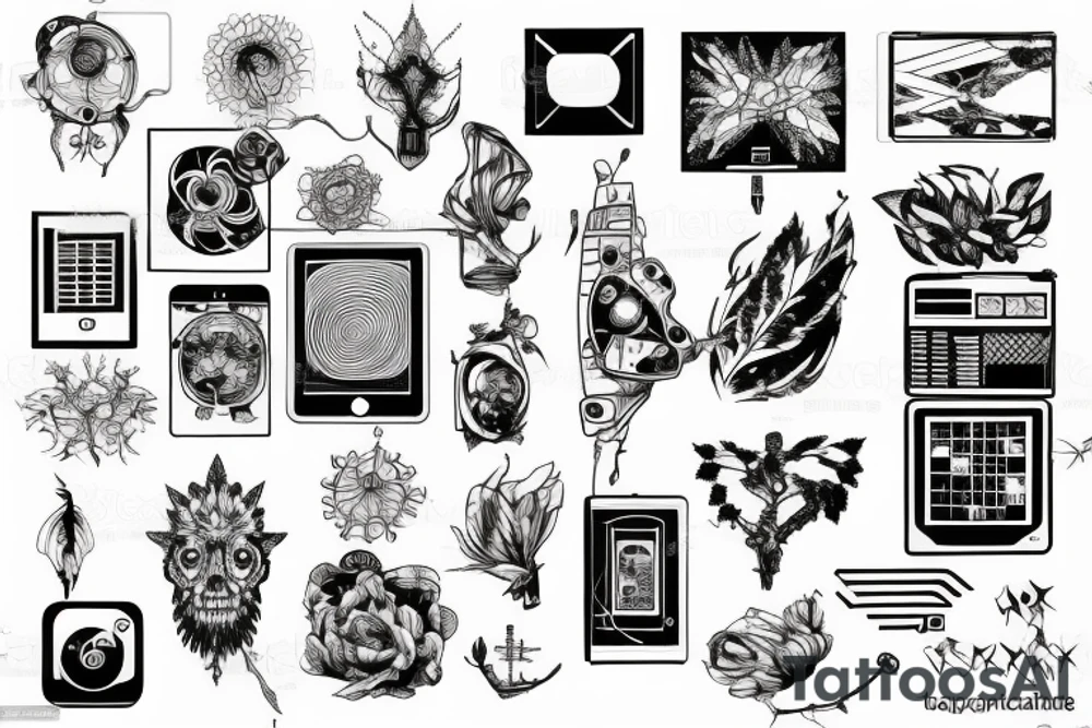 Nature with electronic circuits through it tattoo idea