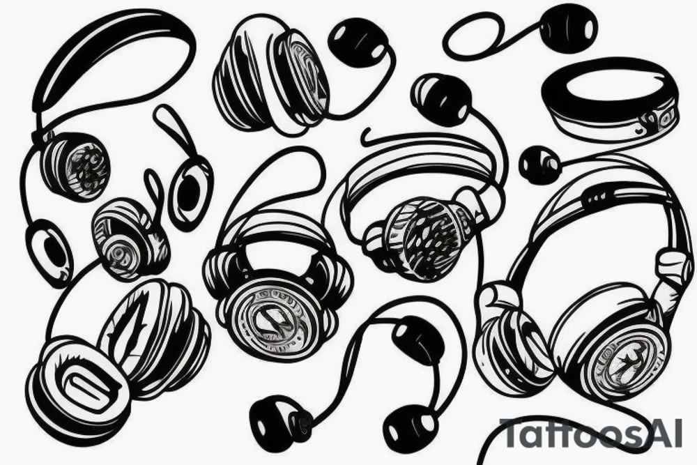 Headphones music tattoo idea