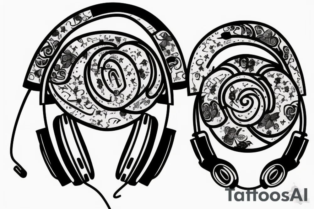 Headphones music tattoo idea