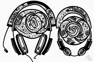 Headphones music tattoo idea