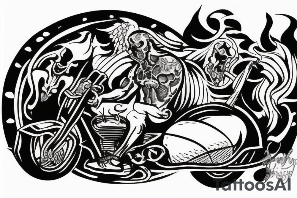 God of death riding on a bike tattoo idea