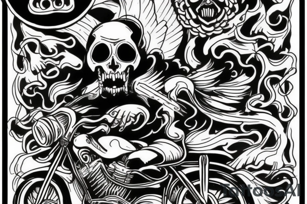 God of death riding on a bike tattoo idea