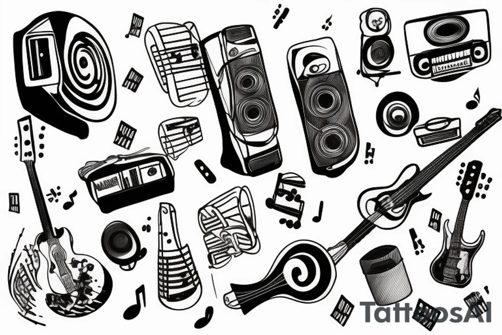 music coming out of a speaker tattoo idea