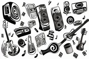 music coming out of a speaker tattoo idea