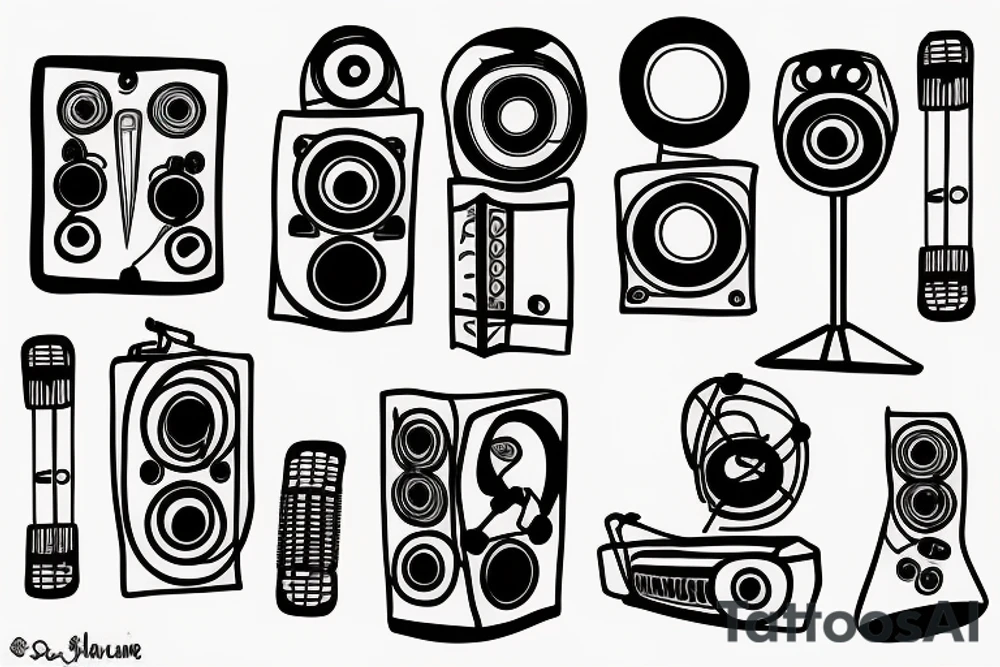 music coming out of a speaker tattoo idea