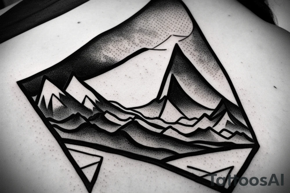 mountain landscape in a triangle tattoo idea
