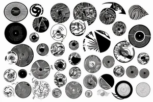 vinyl disc disintegrating to sound waves tattoo idea