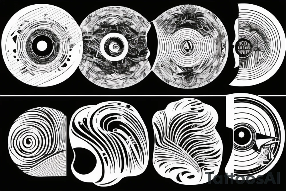 vinyl disc disintegrating to sound waves tattoo idea