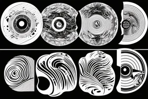 vinyl disc disintegrating to sound waves tattoo idea