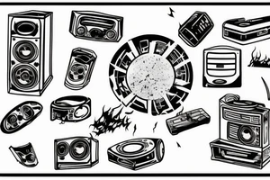 speaker disintegrating to sound waves tattoo idea