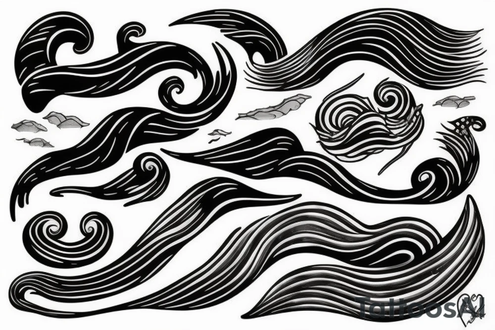 waves ocean night tattoo idea