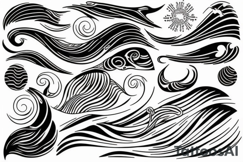 waves ocean night tattoo idea