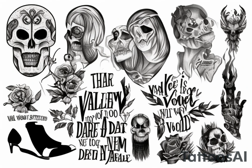 Yea, though I walk through the valley of
the shadow of death, I will fear no evil: for thou art with me; tattoo idea
