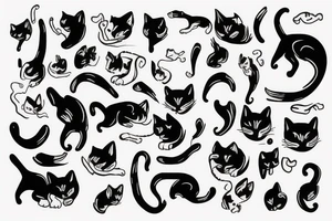 white-black cat in a formula one car tattoo idea