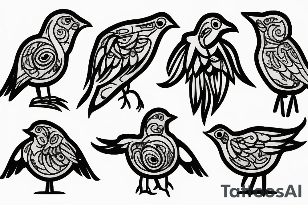 Three birds tattoo idea