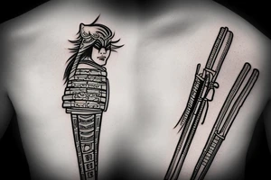 katana in samurai's mask tattoo idea