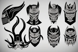 katana in oni mask tattoo idea