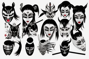 katana in oni mask tattoo idea