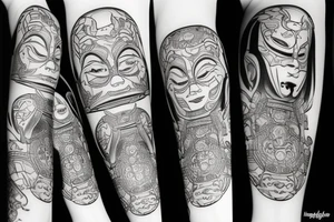 katana in oni mask tattoo idea