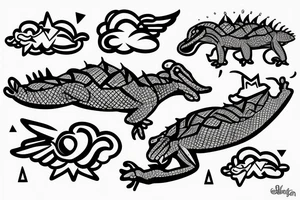 Flying alligator from nebula tattoo idea