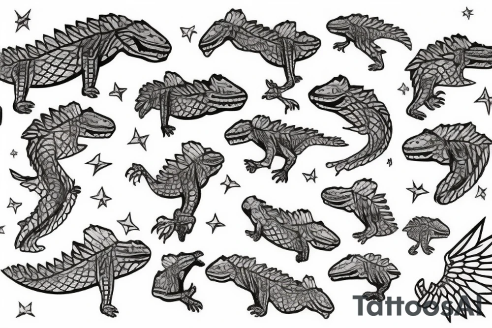 Flying alligator from nebula tattoo idea
