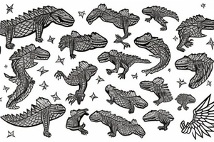 Flying alligator from nebula tattoo idea