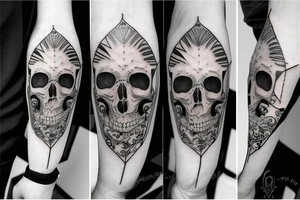 skull with melting clocks over eye sockets tattoo idea